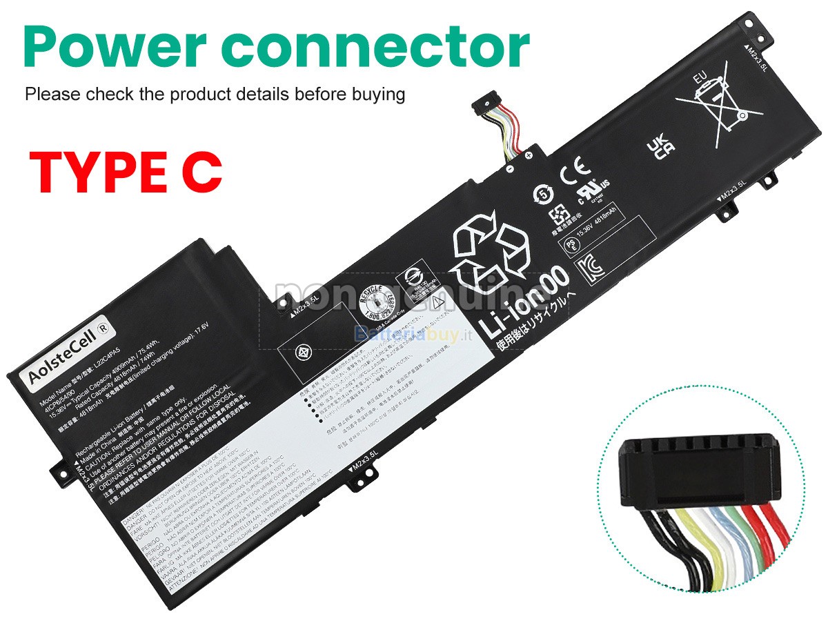 Batteria per Lenovo IdeaPad SLIM 5 16ABR8-82XG006DUK