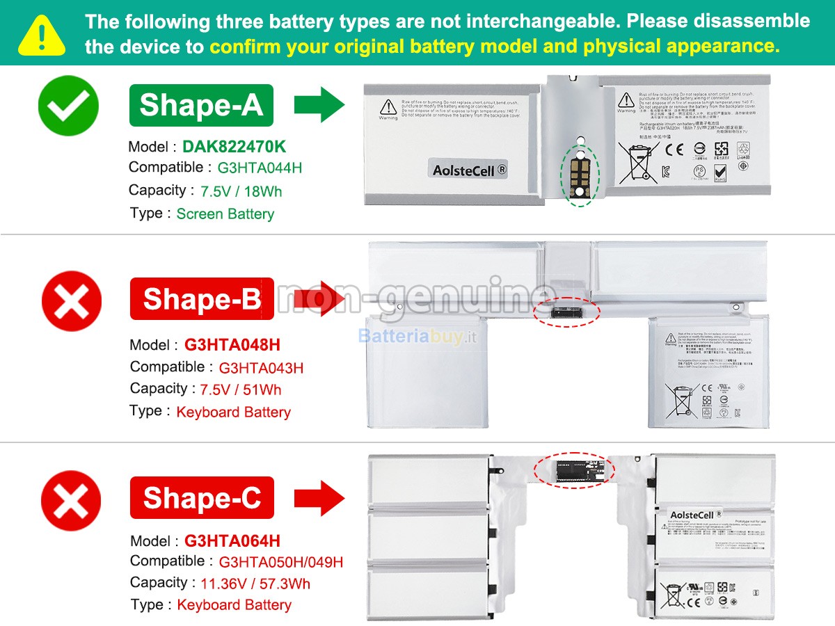 Batteria per Microsoft Surface BOOK 2 1832