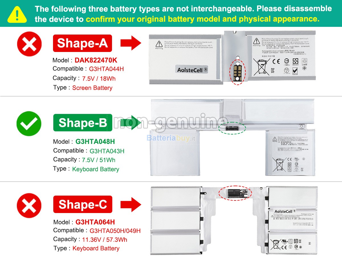 Batteria per Microsoft Surface BOOK 2 1832